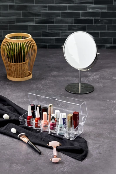 F BLACKSTONE Capsul 1- Bölmeli Rujluk ve Ojelik Makyaj Organizer Taşınabilir Saklanabilir Kapaklı - 2