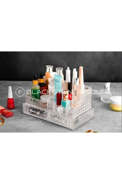 F BLACKSTONE 2 Çekmeceli Lüx Makyaj Takı Kalemlik Kozmetik Düzenleyici Organizer