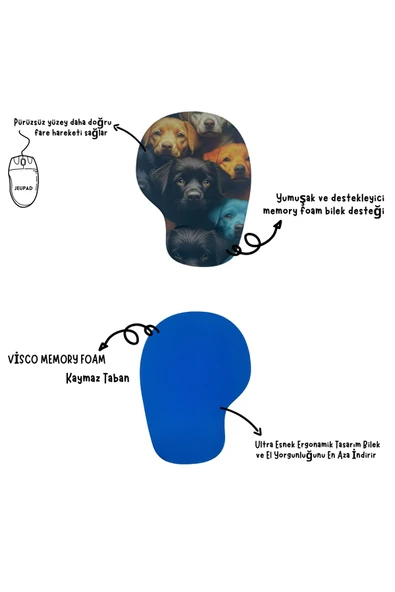 Bilek Destekli Memory Foam Kaymaz Taban Mouse Pad MSP-008 DESENLİ 17 - 2
