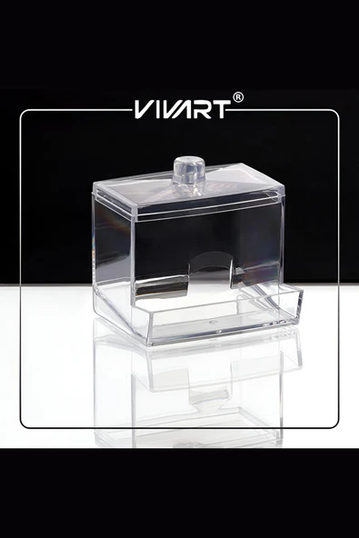 Vivart Özel Tasarım Kapaklı Kristal Pamuklu Çubuk Organizer Kulak Çubuğu - 3