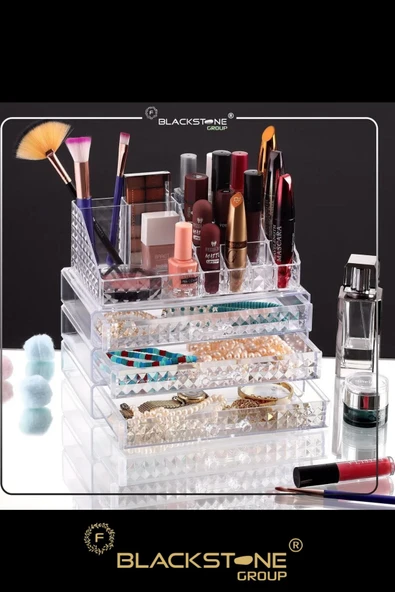 F BLACKSTONE 3 Çekmeceli Makyaj Düzenleyici Organizer Kozmetik Düzenleyici