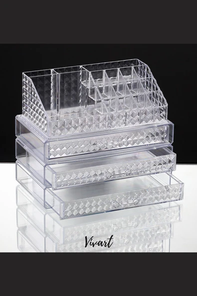 Vivart Diomand 3 Çekmeceli 1 Makyaj Kalemlik Makyaj Takı Seti Makyaj Kozmetik Düzenleyici Organizer - 2