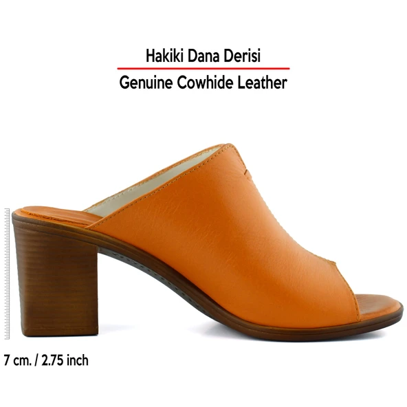 Erkan Saçmacı Valery Turuncu Hakiki Dana Derisi Önü Açık Kalın Topuklu Terlik - 2
