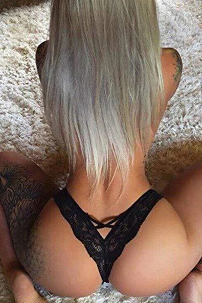 Kadın Siyah Dantel Tanga Külot - 4