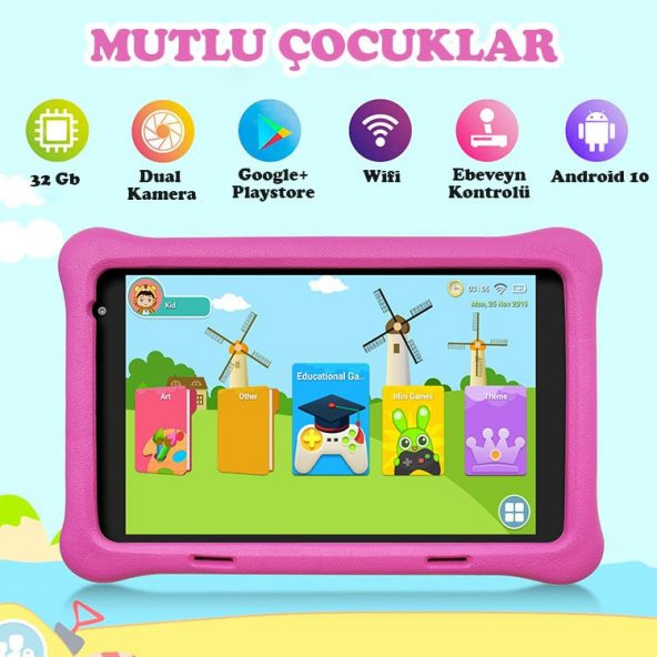 NPO 8" IPS Ekran 2GB 32GB Android 13.0 A133P 1.8GHz Antişok Çocuk Tableti, Kids Tablet Pembe RS407 - 4