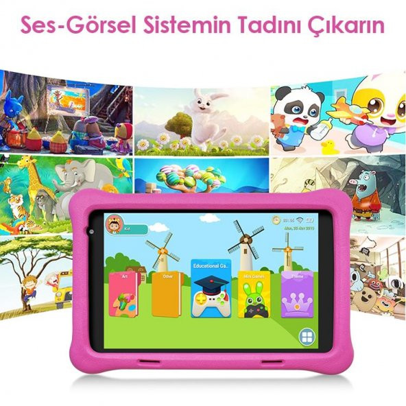 NPO 8" IPS Ekran 2GB 32GB Android 13.0 A133P 1.8GHz Antişok Çocuk Tableti, Kids Tablet Pembe RS407 - 8