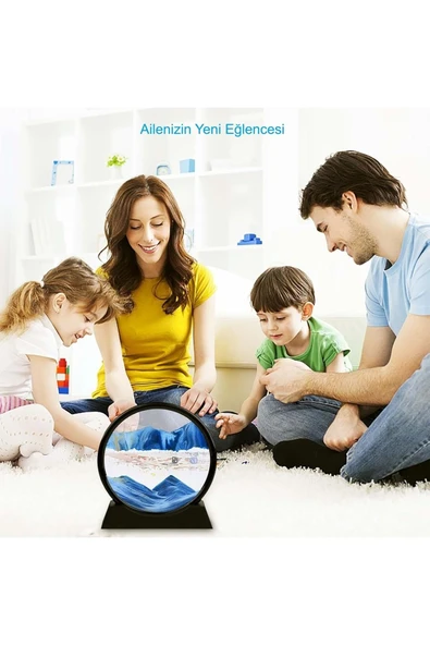 Plentiful Hareketli 3D Kum Saati 30cm Büyük Boy Mavi Yuvarlak 12inch Cam Dekoratif Sanatsal Rahatlatıcı - 7