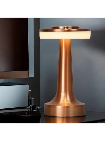 Retro Şarjlı Dekoratif Dokunmatik Metal Masa Lambası 3 Renk Mod Dim Edilebilir - 8