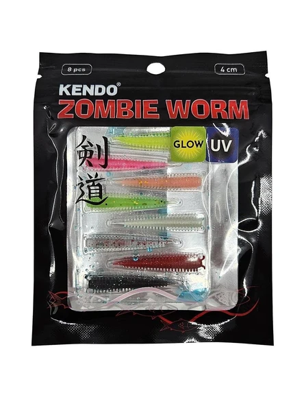 Kendo Zombie Worm Lrf Silikonu 4cm 8 Adet Mix Color - Resim 2