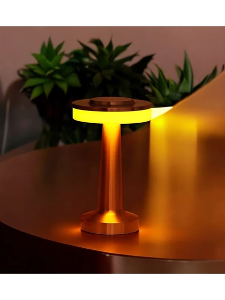 Retro Şarjlı Dekoratif Dokunmatik Metal Masa Lambası 3 Renk Mod Dim Edilebilir