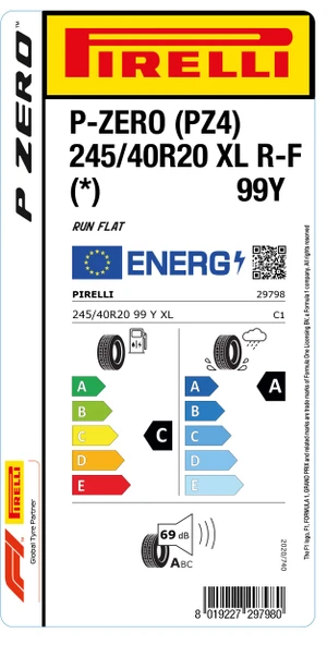 PİRELLİ 245/40R20 99Y XL RFT * P ZERO YAZ LASTİGİ ÜRETİM YILI:2024 - 2