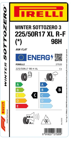 PİRELLİ 225/50R17 98H XL RFT * WINTER SOTTOZERO KIŞ LASTİGİ ÜRETİM YILI:2022 - 2