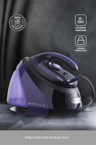 HOMEND Jetsteam 1173h Buhar Kazanlı Ütü Mor Siyah - 5