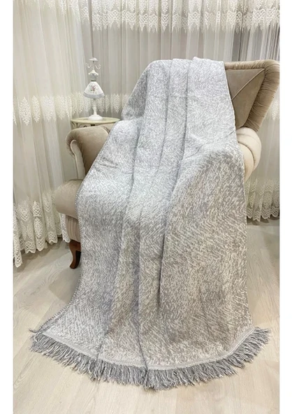 Lüks Pamuklu Koltuk-çekyat Örtüsü 170x220 Gri Çift Taraflı Terletmez Kaymaz Toplanmaz