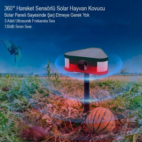 Ayt Powermaster PM-26949 Mikrofonlu Sesli Hayvan Kovucu Alarm Cihazı Solar Güneş Enerjili Panelli Vahşi Hayvan Kovacağı - 3