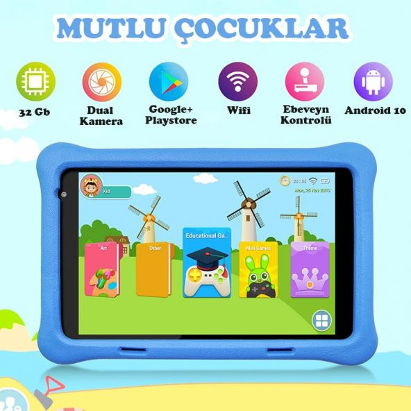 NPO RS407 2GB 32GB Android.11 8" IPS Ekran, A133 1.6GHz, Antişok Çocuk Tableti(Kids Tablet)-Mavi - 4
