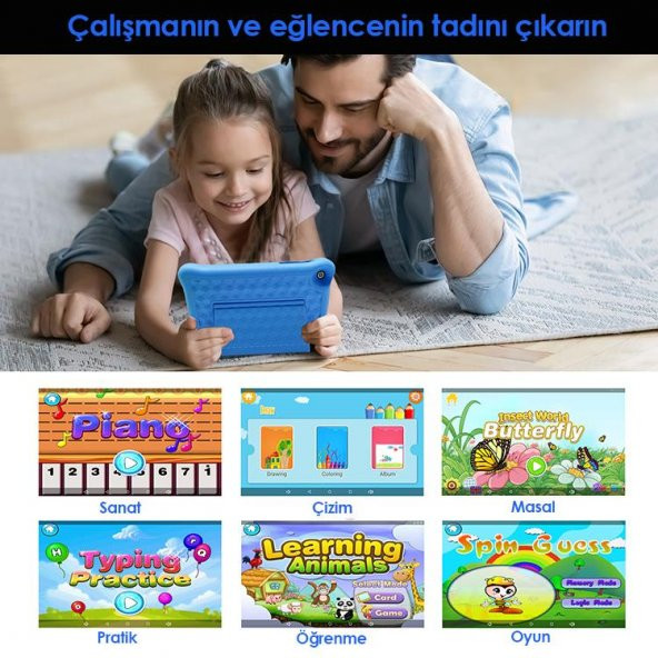 NPO RS407 2GB 32GB Android.11 8" IPS Ekran, A133 1.6GHz, Antişok Çocuk Tableti(Kids Tablet)-Mavi - 6