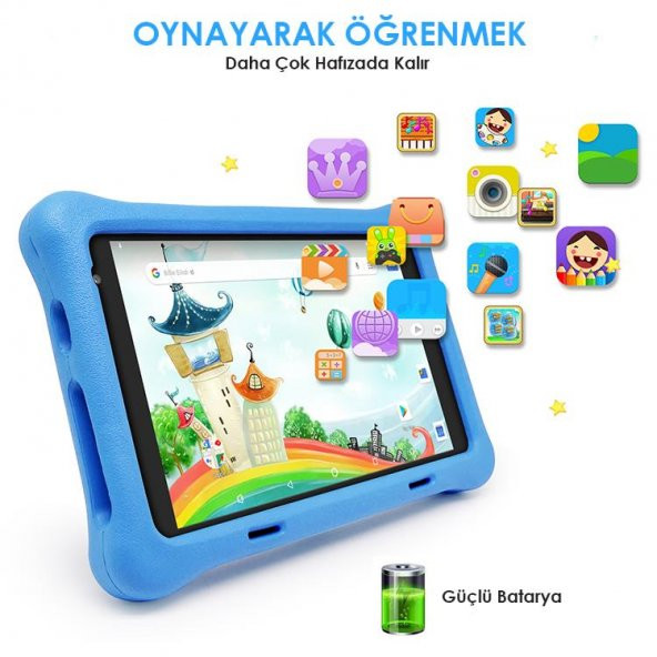 NPO RS407 2GB 32GB Android.11 8" IPS Ekran, A133 1.6GHz, Antişok Çocuk Tableti(Kids Tablet)-Mavi - 7