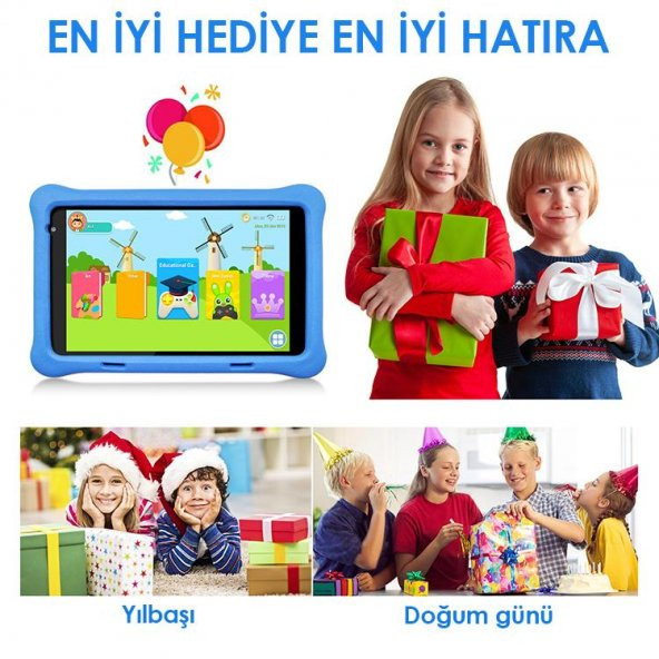 NPO RS407 2GB 32GB Android.11 8" IPS Ekran, A133 1.6GHz, Antişok Çocuk Tableti(Kids Tablet)-Mavi - 9