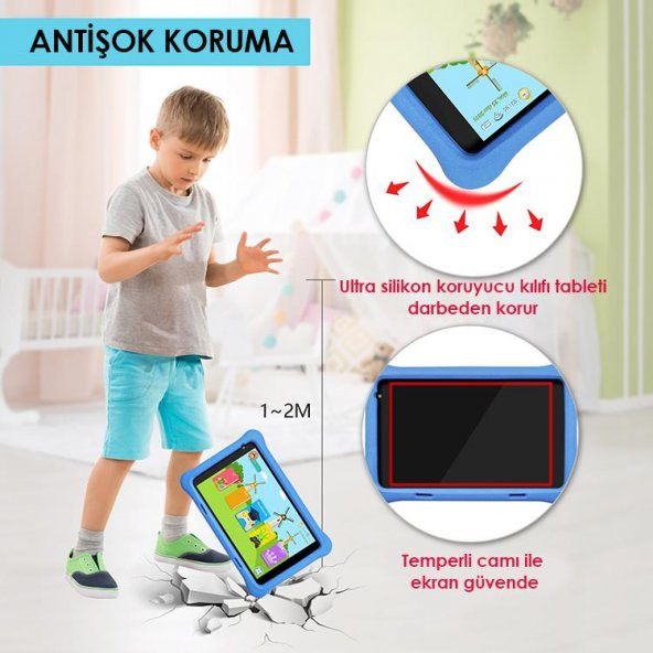 NPO RS407 2GB 32GB Android.11 8" IPS Ekran, A133 1.6GHz, Antişok Çocuk Tableti(Kids Tablet)-Mavi - 11