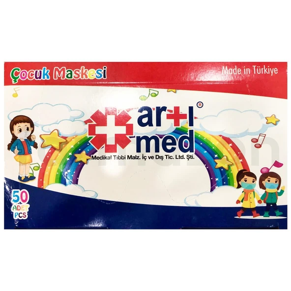 Artımed 3 Katlı Meltblown Çocuk Beyaz Cerrahi Maske Telli 50'li ürün görseli 1