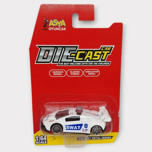 Metal Mini Polis Arabası  8 cm - Polis - 3 - 6