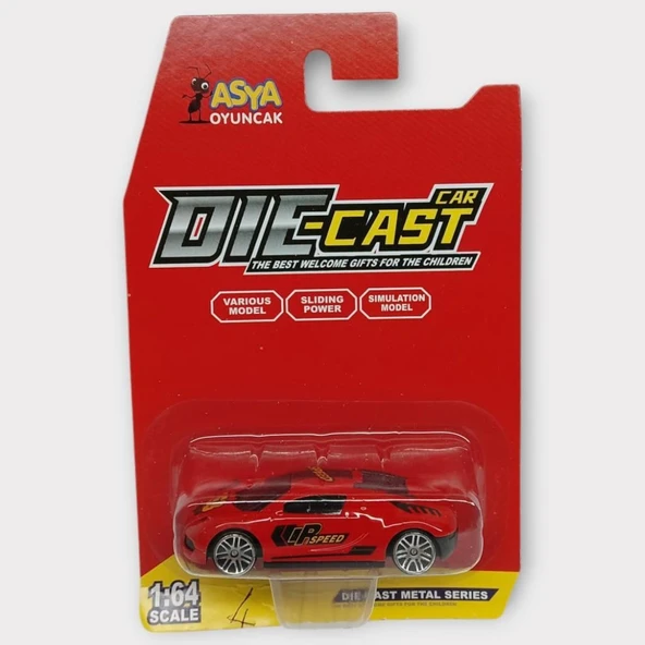 Metal Mini Arabalar  8 cm - Kırmızı - 4 - 6