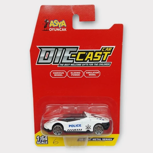 Metal Mini Polis Arabası  8 cm - Polis - 6 - 6
