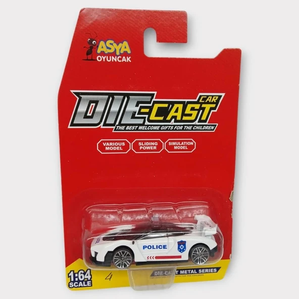 Metal Mini Polis Arabası  8 cm - Polis - 4 - 6