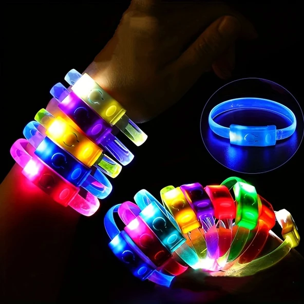 Festival  Parti Led Bileklik Baskı Yapılabilir 3 Farklı Mod Işıklı 1 Adet - 2