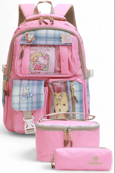 Relaxion 2203-1395 Kore Tarzı Unisex Çocuk Üçlü Set İlkokul Sırt Çantası - 5