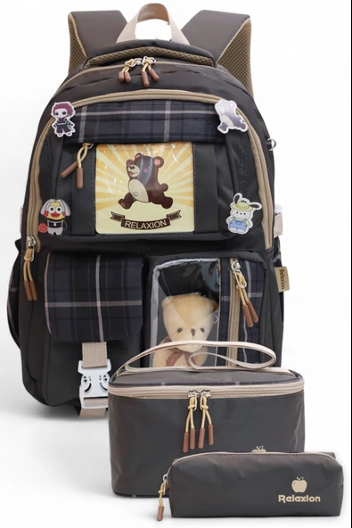 Relaxion 2203-1395 Kore Tarzı Unisex Çocuk Üçlü Set İlkokul Sırt Çantası - 3