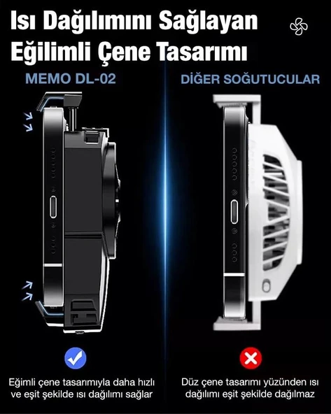 MEMO DL-A2 Cep Telefonu Soğutma Fanı Gamer Oyuncu Radyatör Soğutucu - Resim 12