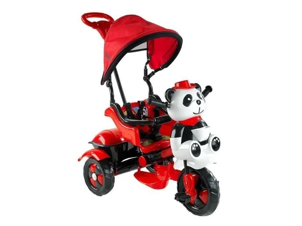 127 Little Panda 3 Tekerli Kontrollü Bisiklet Kırmızı-Siyah - 2