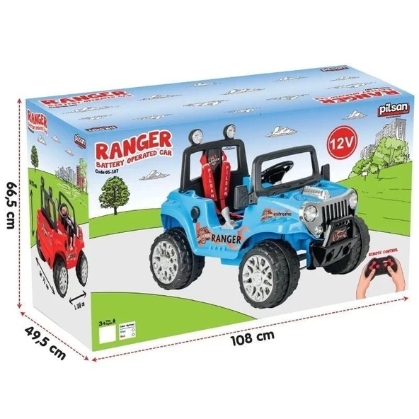 Ranger Uzaktan Kumandalı Akülü Araba 12 Volt 05-107 Metalik Mavi - 6