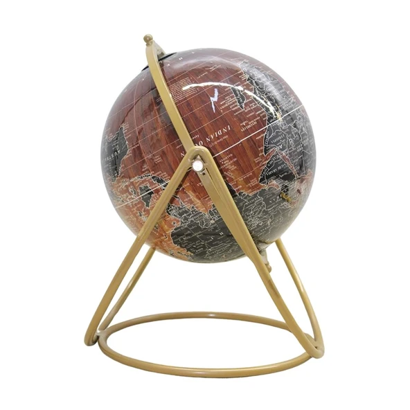 Ayaklı Dünya Küre Ev Ofis Masa Dekoru Döner Dünya Küre Kahve Modern Harita 27x30cm - 2