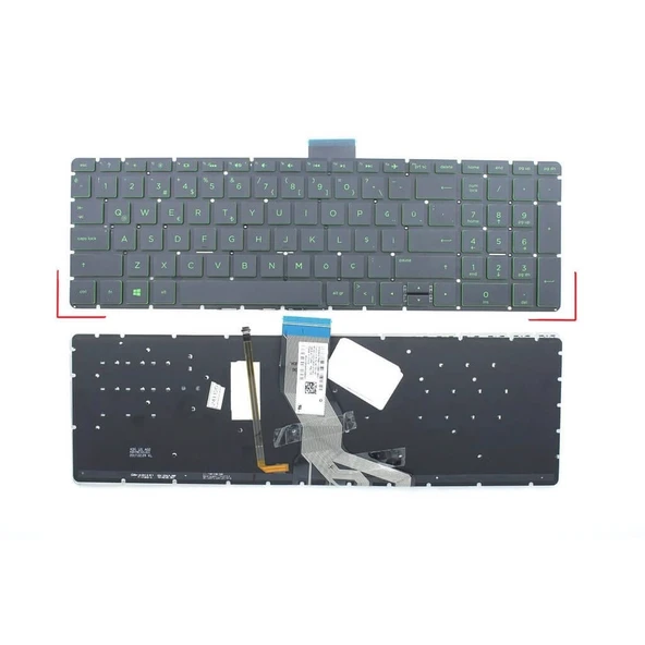 HP Pavilion Gaming 17-cd0014nt (7JZ63EA) Notebook Klavyesi (Siyah TR) Gaming / Yeşil Tuşlu ışıklı - 2