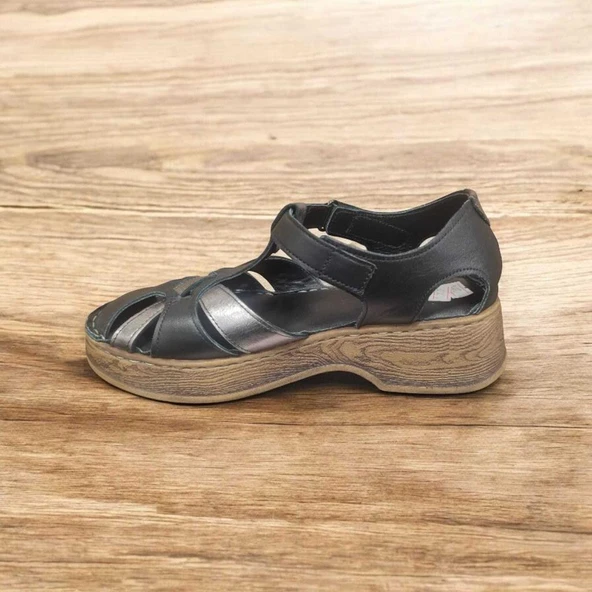 VENÜS 25028402Y KALIN TABAN BURNU KAPALI KADIN DERİ SANDALET - 4