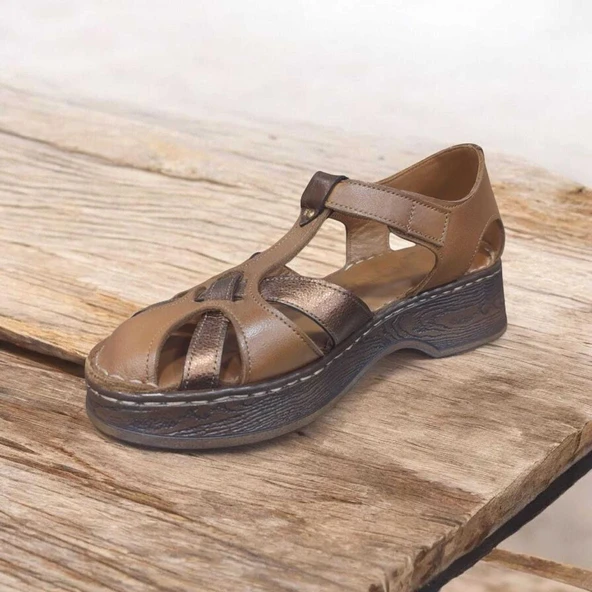 VENÜS 25028402Y KALIN TABAN BURNU KAPALI KADIN DERİ SANDALET - 8