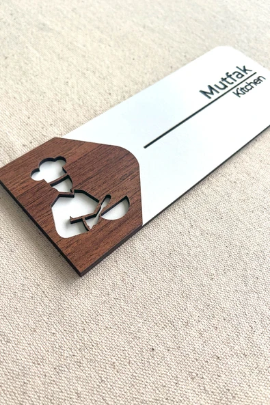 Mutfak Kapı Tabelası – Kapı İsimliği | 19x7 cm Çift Katmanlı Yönlendirme Levhası - 2