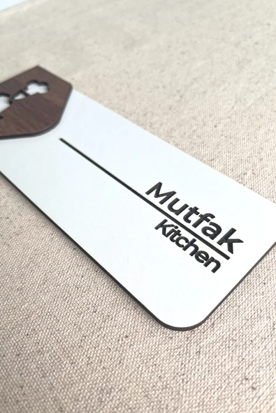 Mutfak Kapı Tabelası – Kapı İsimliği | 19x7 cm Çift Katmanlı Yönlendirme Levhası - 3