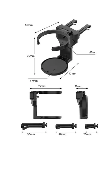 1 Adet Araç İçi Bardaklık Açılır Katlanır Kupa Bardak Şişe Tutucu Araba Klima Kahve İçecek Tutacağı - 4