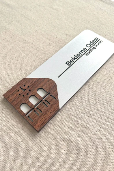 Bekleme Odası Kapı Tabelası – MDF Yönlendirme Levhası | 19x7 cm Çift Katmanlı - 2