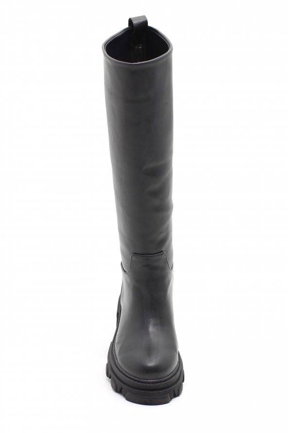 HULDE SİYAH RENK DİZ ALTI KADIN ÇİZME - 3