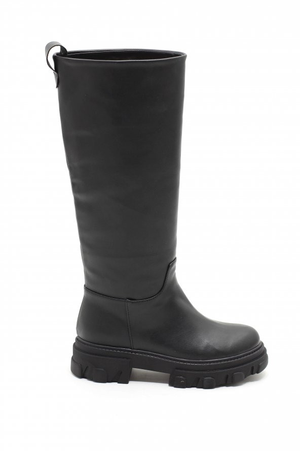 HULDE SİYAH RENK DİZ ALTI KADIN ÇİZME - 4