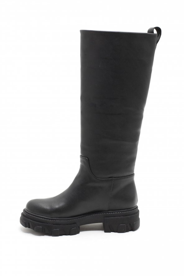 HULDE SİYAH RENK DİZ ALTI KADIN ÇİZME - 5