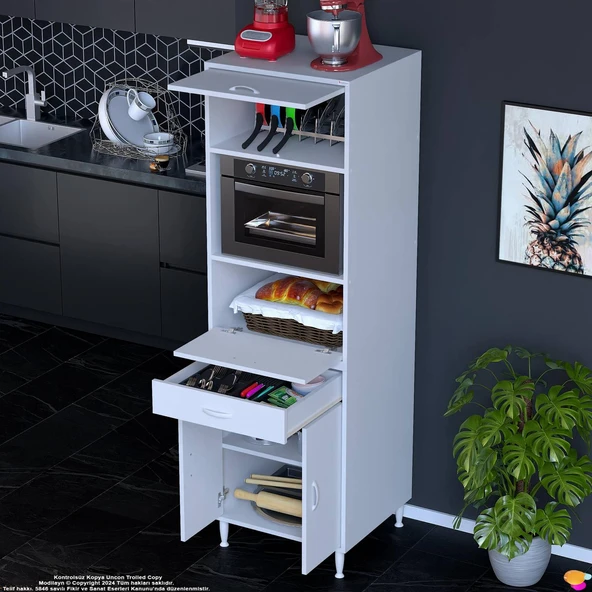 Modilayn ENNET: 60x194.6x56 cm Fırın, Ekmeklik Ve Kiler Dolabı 1 Çekmece, 4 Kapaklı Mutfağınıza Özel - 2
