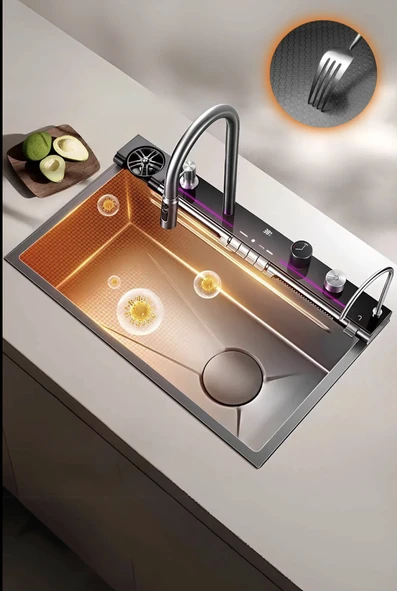 Lotus Tech 13 Fonksiyonlu Premium 5 Tuşlu 2 Yıl Güvenceli Akıllı Şelale Evye Honeycamb Petek Doku