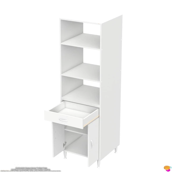 Modilayn ENNET 60x194,6x56  cm 1 çekmece ve 2 kapaklı Mutfağınıza Yepyeni Fırın ve Mikrodalga Dolabı - 9
