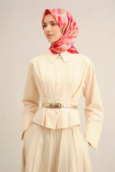 Çiçek Desenli Saf İpek Sura Eşarp 9341 - 6